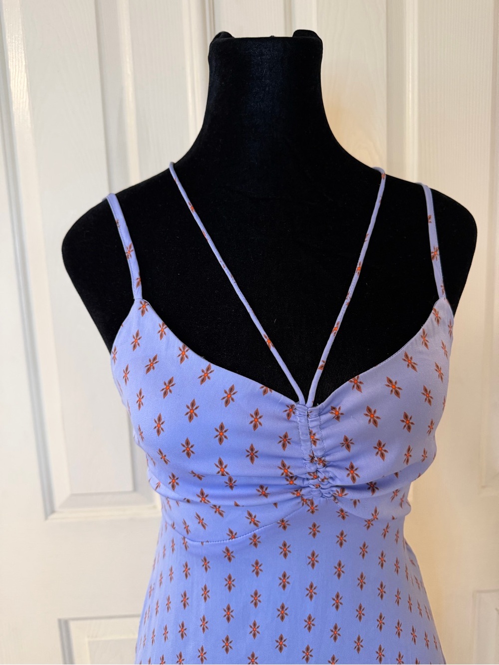 Free People Midi Slip Dress Lavender Print Tie Strap Sz 0 Party Sexy Boho Spring - Picture 6 of 16